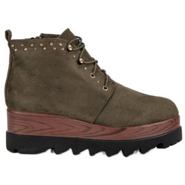 Kylie Semišové klínové boty zelený