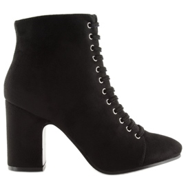 Boty na stabilním podpatku černé SP03 Black černá