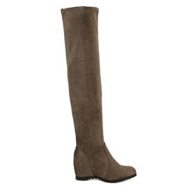 Super Me Vysoké klínové boty zelený