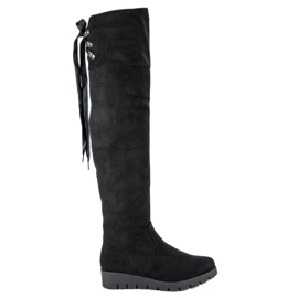 Filippo Boty na semišové platformě černý