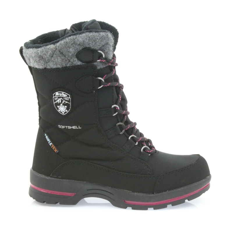 American Club Černé softshellové sněhové boty s americkou membránou SN19 / 20 černá růžový šedá