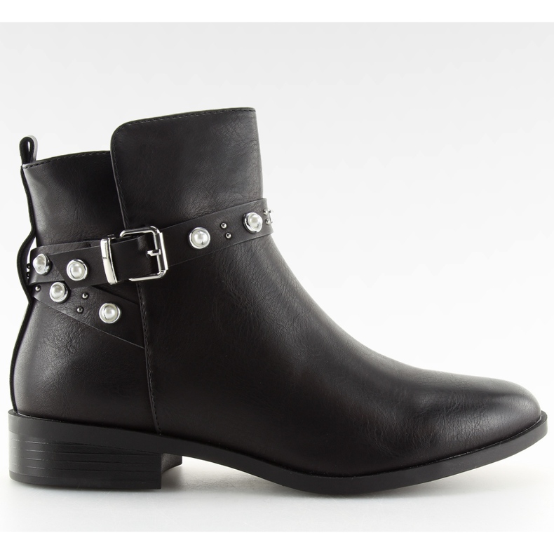 Černé Chelsea boty s perlami 8996 Black černá