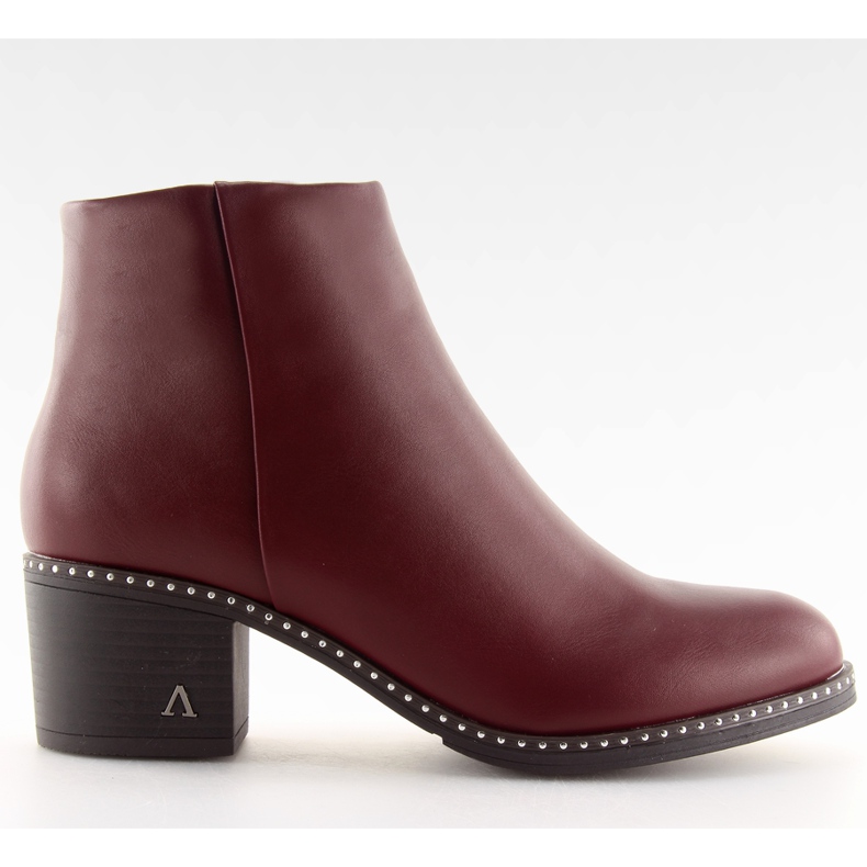 Boty na stabilní podpatku vínové BH120-KB červené