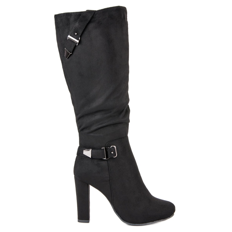 Groto Gogo Semišové kozačky na vysokém podpatku černá