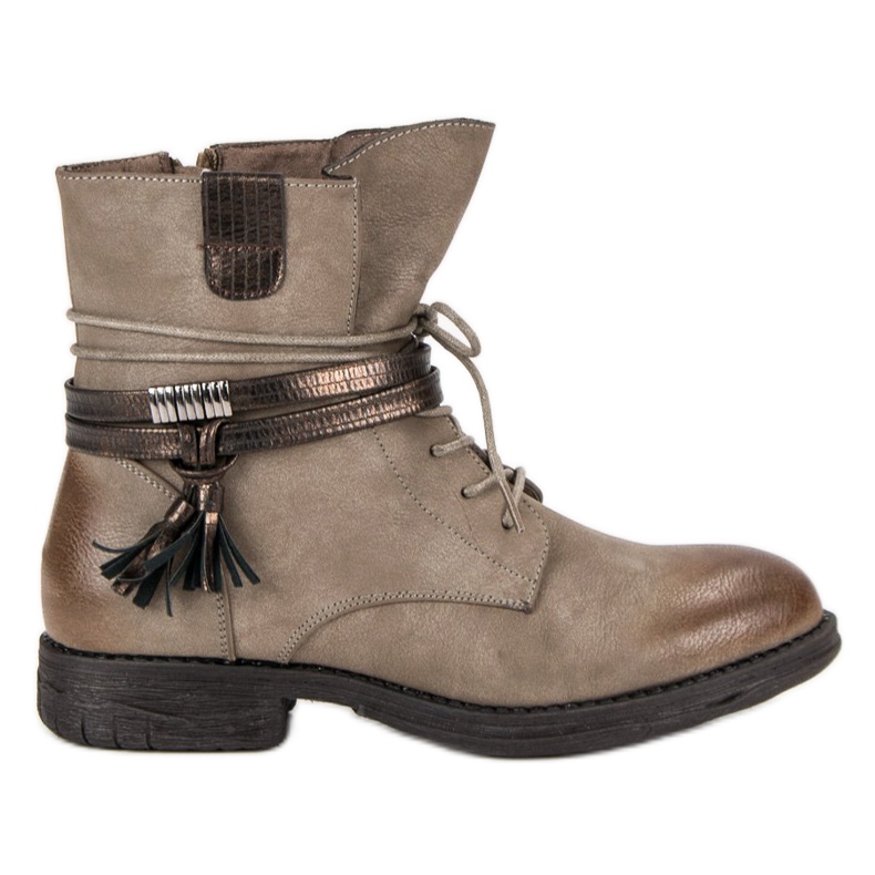 Queentina Hnědé kozačky na zip hnědý Queentina Hnědé kozačky na zip hnědý