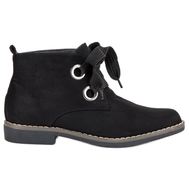 Super Mode Semišové vázané boty černá