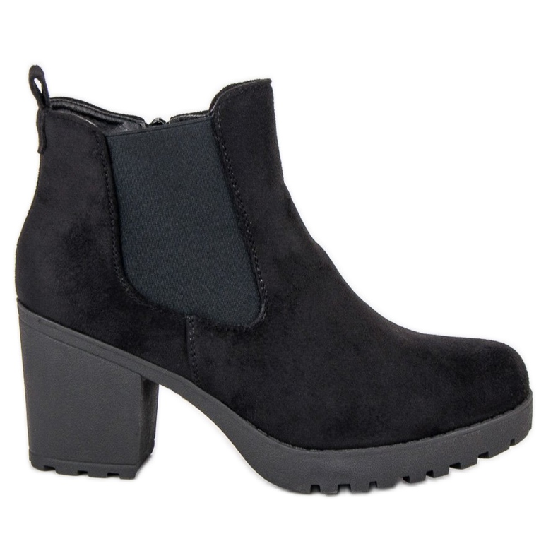 Ideal Shoes Semišové boty Chelsea na platformě černá Ideal Shoes Semišové boty Chelsea na platformě černá