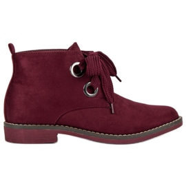 Super Mode Semišové šněrovací boty červený