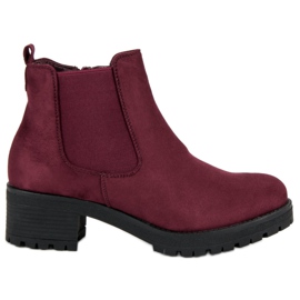 Ideal Shoes Maroon Chelsea boty na vysokém podpatku červené