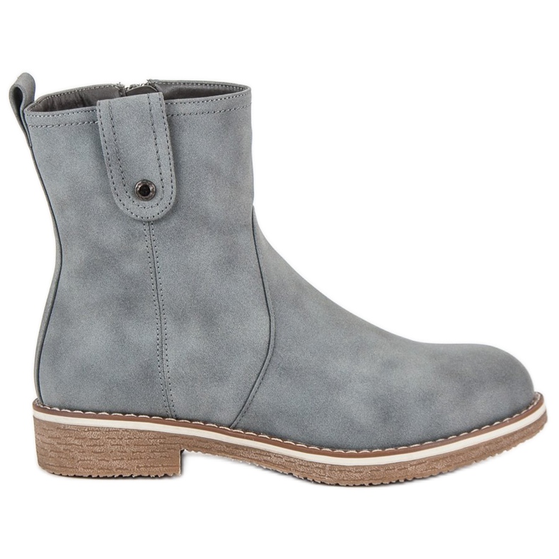 Super Me Pohodlné kozačky na plochém podpatku šedá