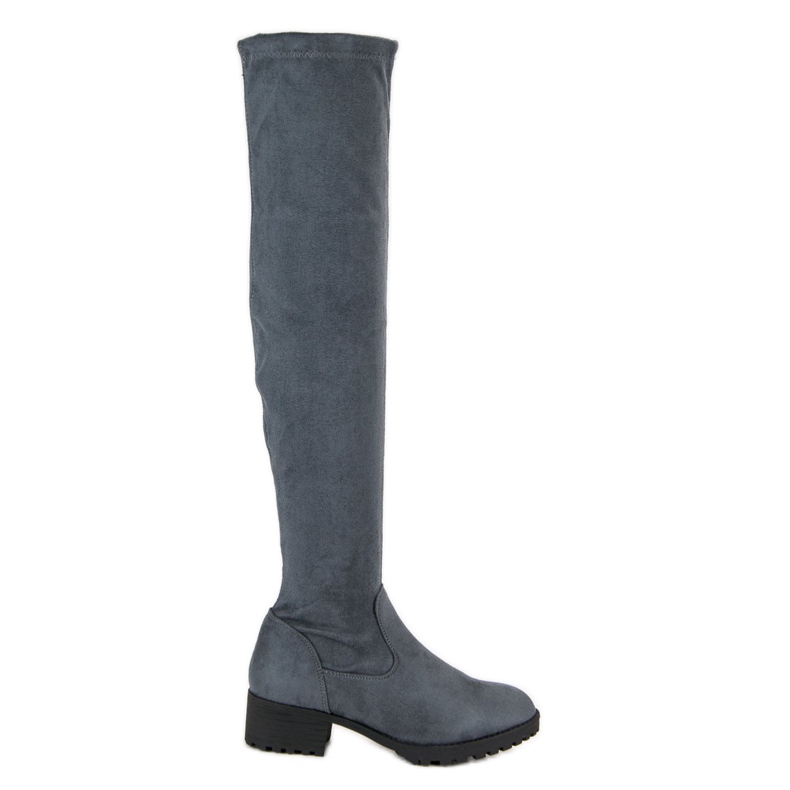 Queentina Suede přes kolena šedá