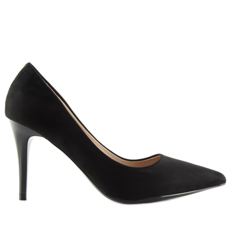 Lodičky na černém semiši B-79 Černý jehlový podpatek černá