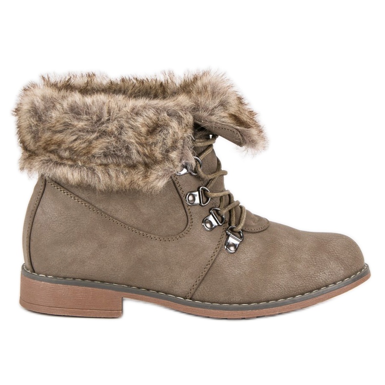 Queentina Boty s kožešinou hnědý