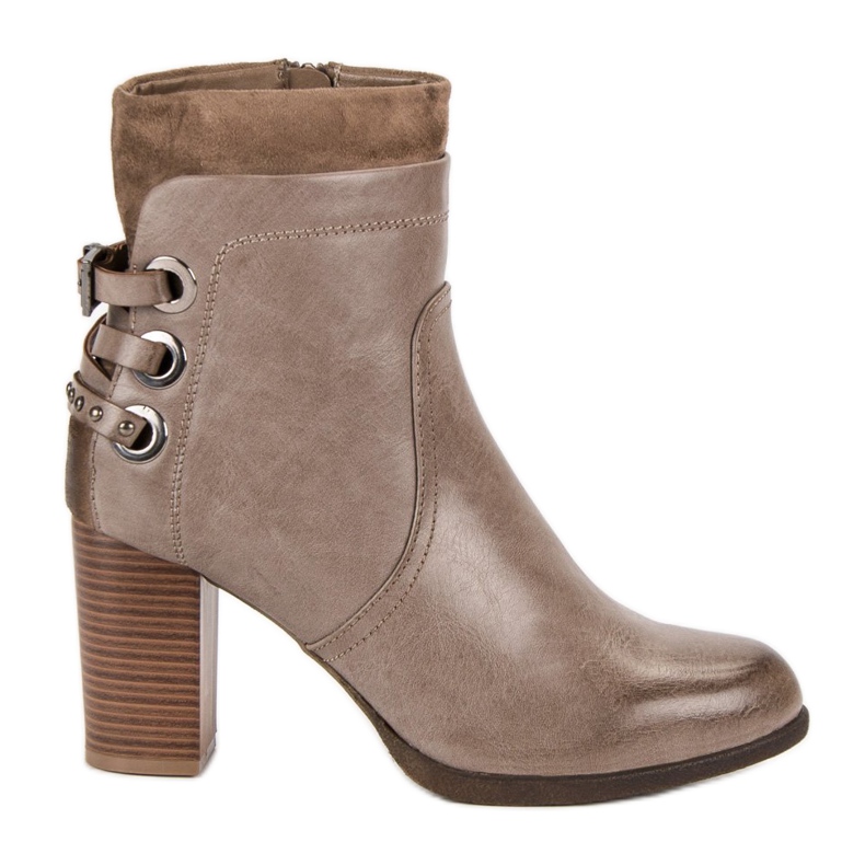 Super Mode Elegantní kozačky na sloupek hnědý Super Mode Elegantní kozačky na sloupek hnědý