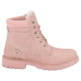 Růžové zateplené boty růžový