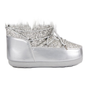 Módní sněhové boty šedá