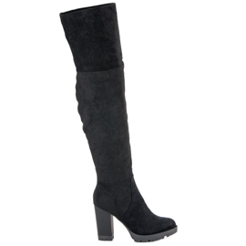 Super Mode Semišové kozačky na platformě černý