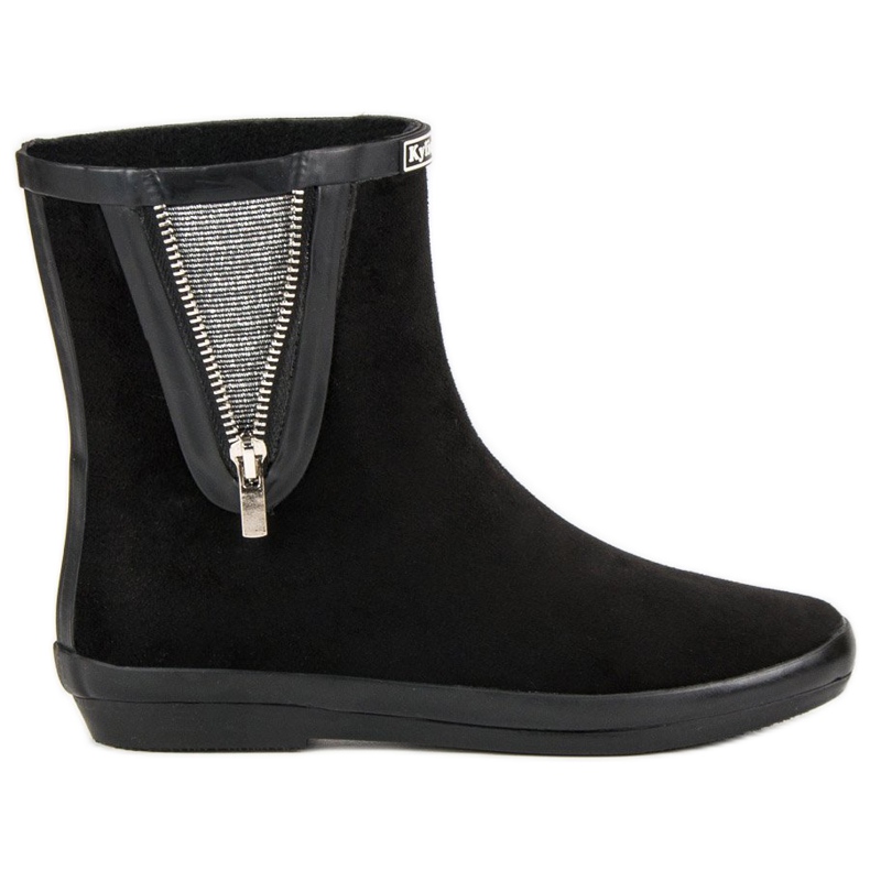 Kylie Semišové galoše s ozdobným zipem černá