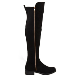 Kozačky nad kolena s pružným svrškem černé DA01P Black černá