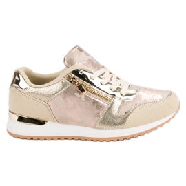 Sportovní obuv s ozdobným zipem žlutá růžový