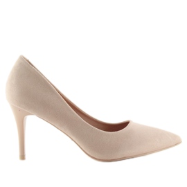 Pohodlné lodičky na béžovém špendlíku LE012P Beige béžový Pohodlné lodičky na béžovém špendlíku LE012P Beige béžový