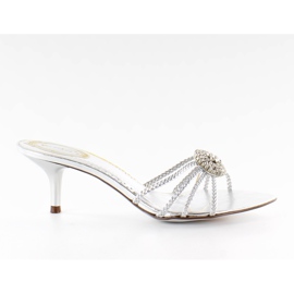 Elegantní pantofle 39225-1 stříbrné šedá