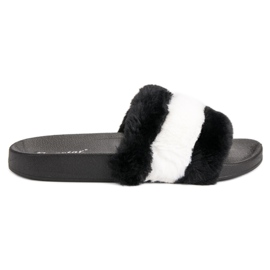 Seastar Pantofle s kožešinou černý