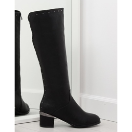 Černé kozačky na pohodlném podpatku SG-199 Black černý