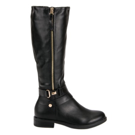 Super Me Černé kozačky na zip černý