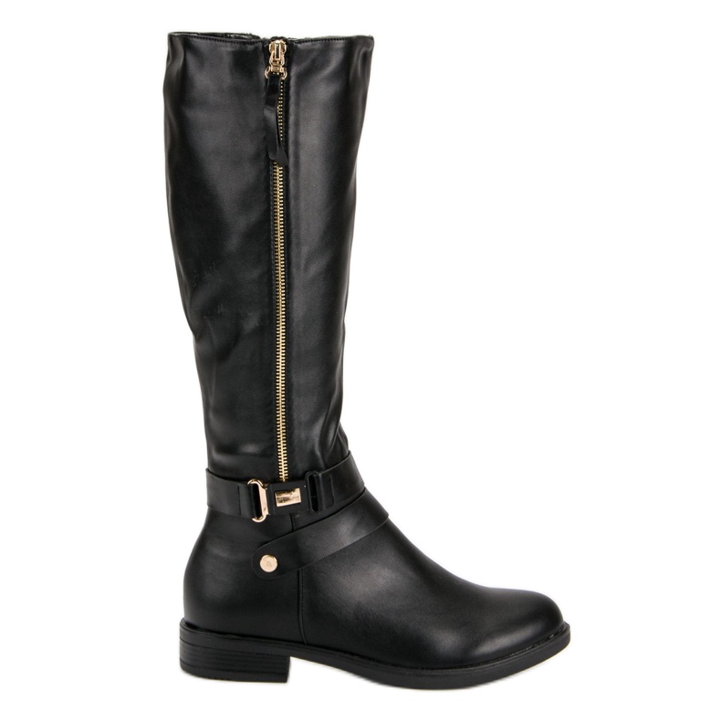 Super Me Černé kozačky na zip černá Super Me Černé kozačky na zip černá