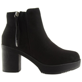 Boty na stabilním podpatku černé YL96009 Black černý