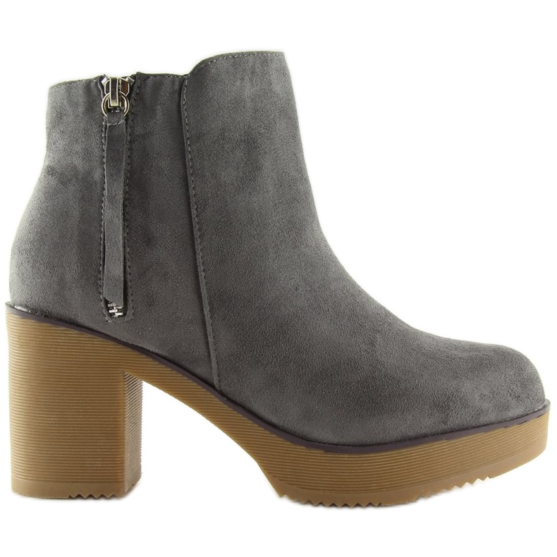 Šedá Kozačky na stabilním podpatku šedá YL96009 Šedá