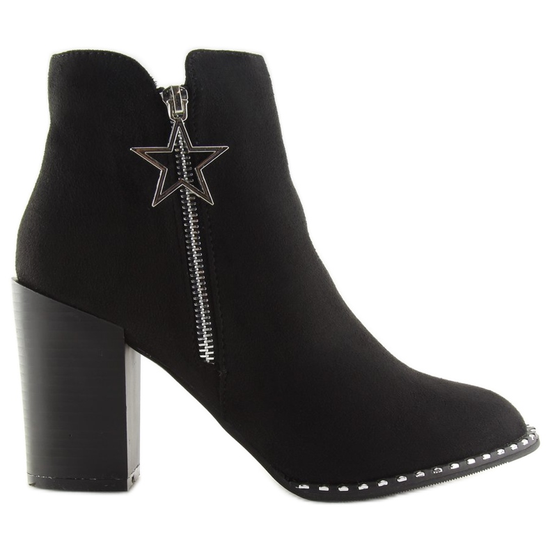 Boty na stabilním podpatku černé 8576-2 černé černá Boty na stabilním podpatku černé 8576-2 černé černá