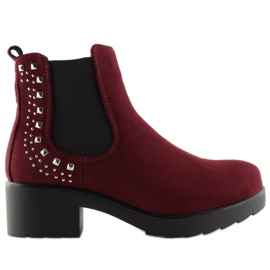 Boty Jodhpur s cvočky kaštanové Z175 Burgundsko červený