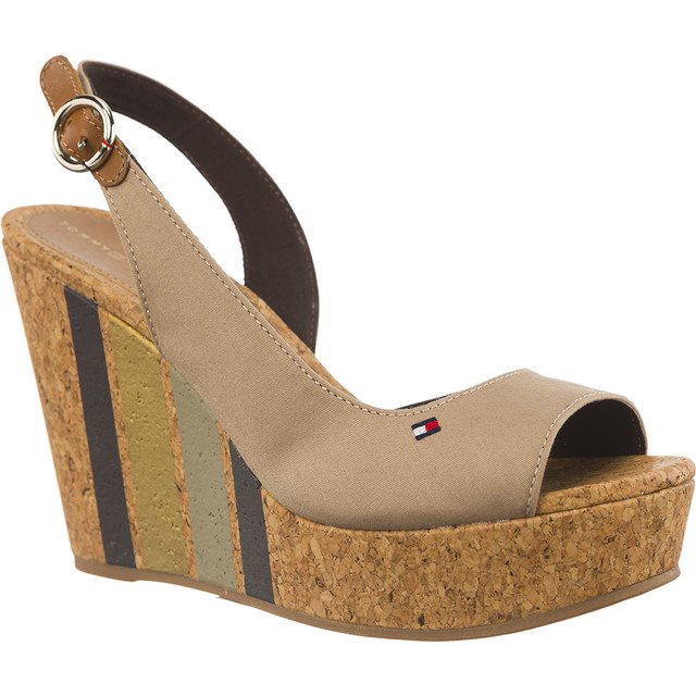 Tommy Hilfiger Klín s tištěnými pruhy 068 Dlažební kostky hnědý