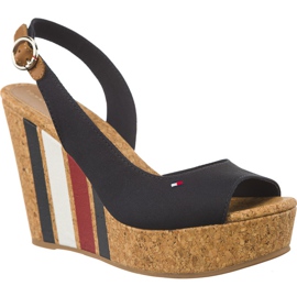 Tommy Hilfiger Klín s tištěnými pruhy 403 Půlnoc černý