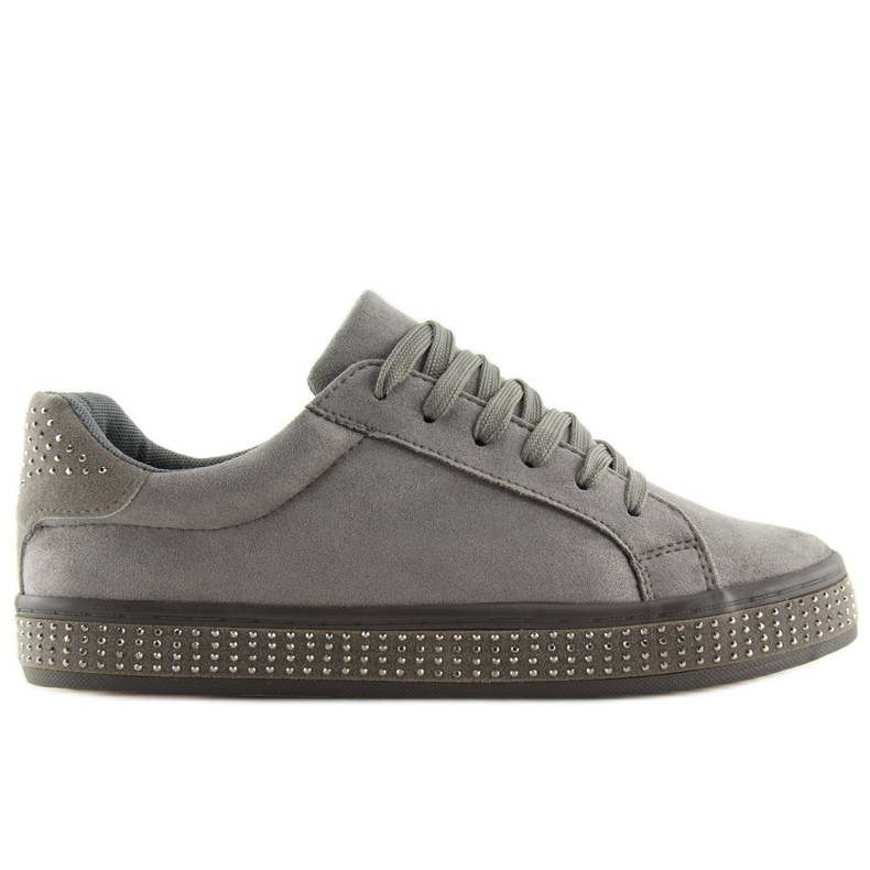Šedé BS098 Šedé tenisky s kamínky šedá