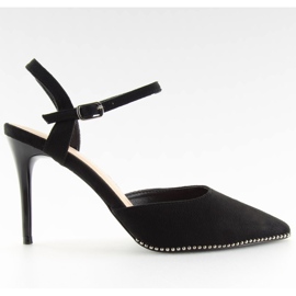 Sandály na černé patě J1126-1 černá černý