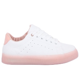 Tenisky na vysoké podrážce bílé a růžové LA38P Pink bílý růžový Tenisky na vysoké podrážce bílé a růžové LA38P Pink bílý růžový