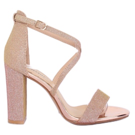 Sandály na růžovém sloupku NC791 Champagne růžový