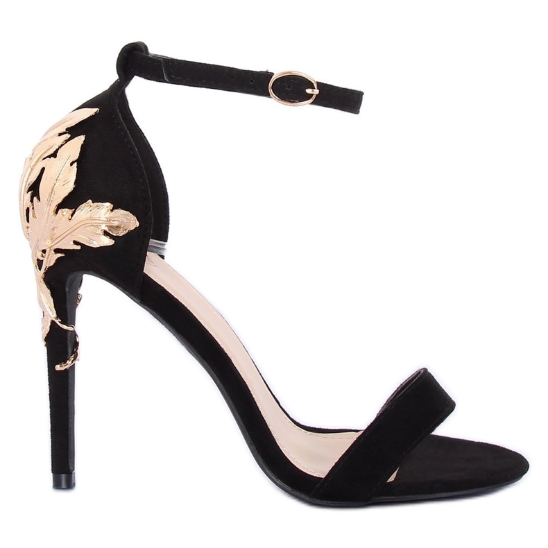 Černé sandály na vysokém podpatku černé 708-18 černé černá