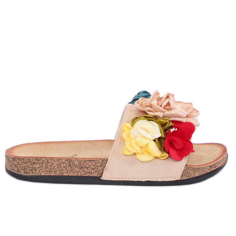 Dámské béžové pantofle P-848 Béžové vícebarevný růžový Dámské béžové pantofle P-848 Béžové vícebarevný růžový