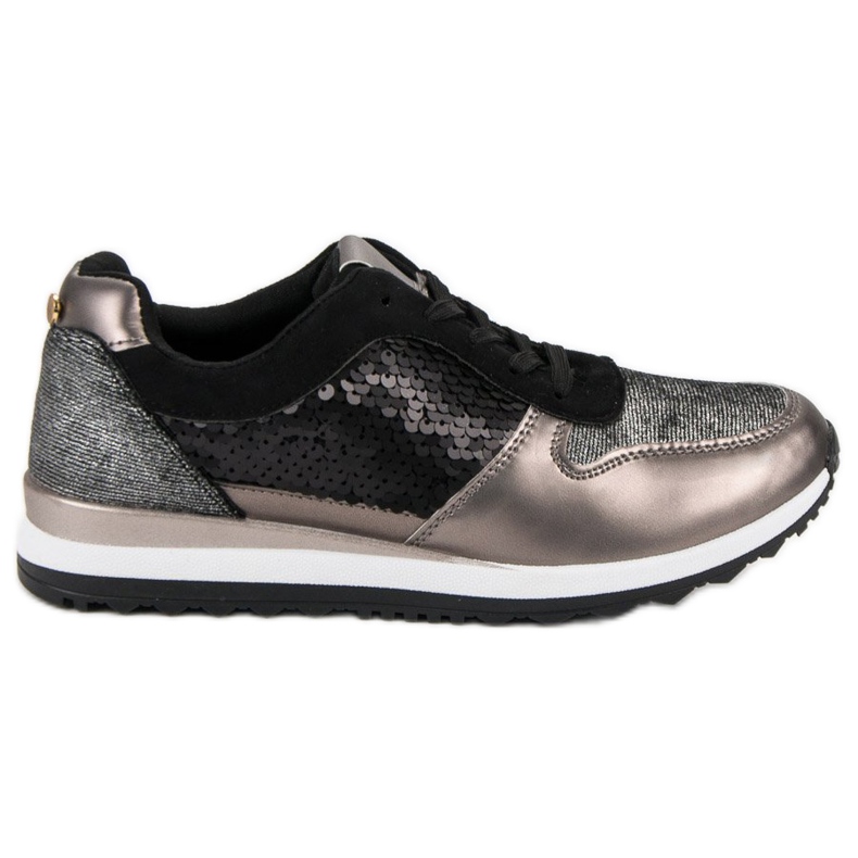 Sportovní obuv s flitry černá šedá žlutá