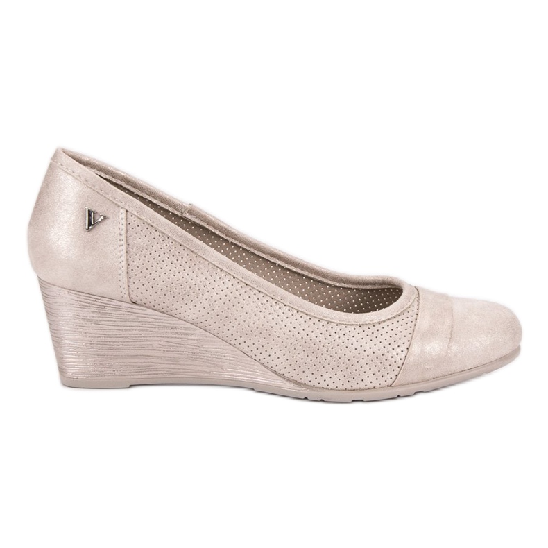 Třpytivé lodičky na klínu VINCEZA hnědý