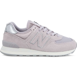New Balance Wl574lcs Sateen tab lehká kašmír s kovovým stříbrem fialová růžový