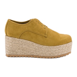 Corina Módní šněrovací espadrilky žlutá Corina Módní šněrovací espadrilky žlutá