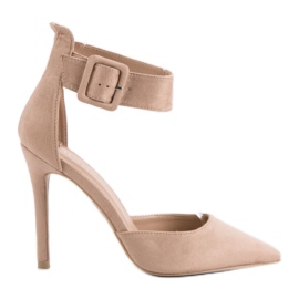 Béžové semišové podpatky béžový