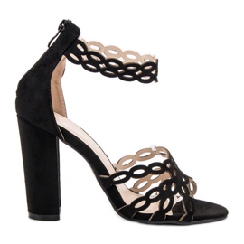 Laura Mode Černé Sandály Na Tyči černý