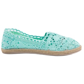 Sweet Shoes Espadrilky z mátové krajky zelený
