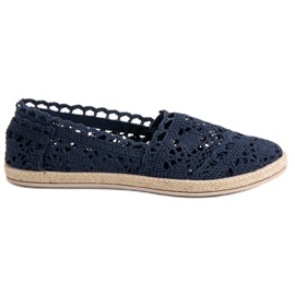 Sweet Shoes Tmavě modré krajkové espadrilky modrý námořnická modř